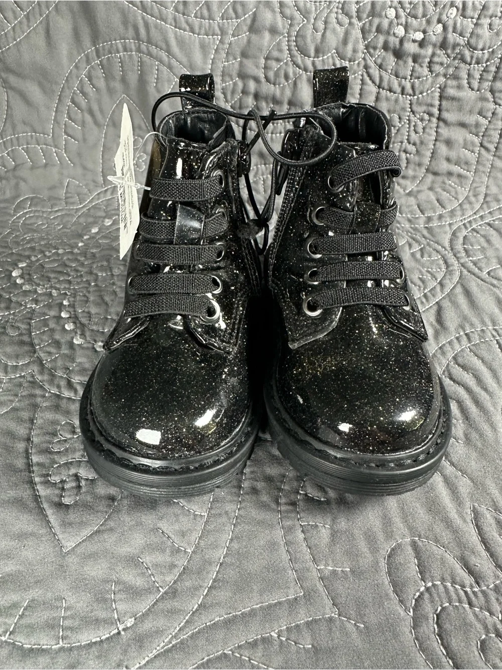 Thereabouts Toddler Girls Lil Reese Black Glittery Combat Boots NWT Size 5